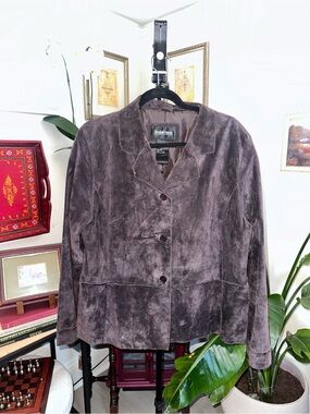 ✨ VINTAGE 90s Brandon Thomas BROWN SUEDE BLAZER ✨
